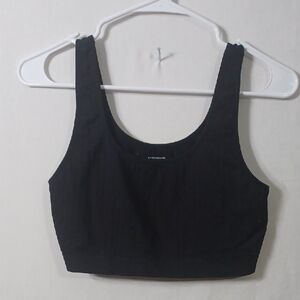 No Boundaries Black Ribbed Scoop Crop Tank